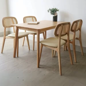 Bộ bàn ăn 4 ghế gỗ tự nhiên Minae